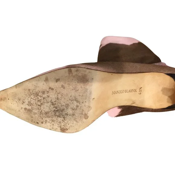 Vintage Manolo Blahnik Pink/Brown Calf Hair Boots 40.5 - Picture 3 of 6